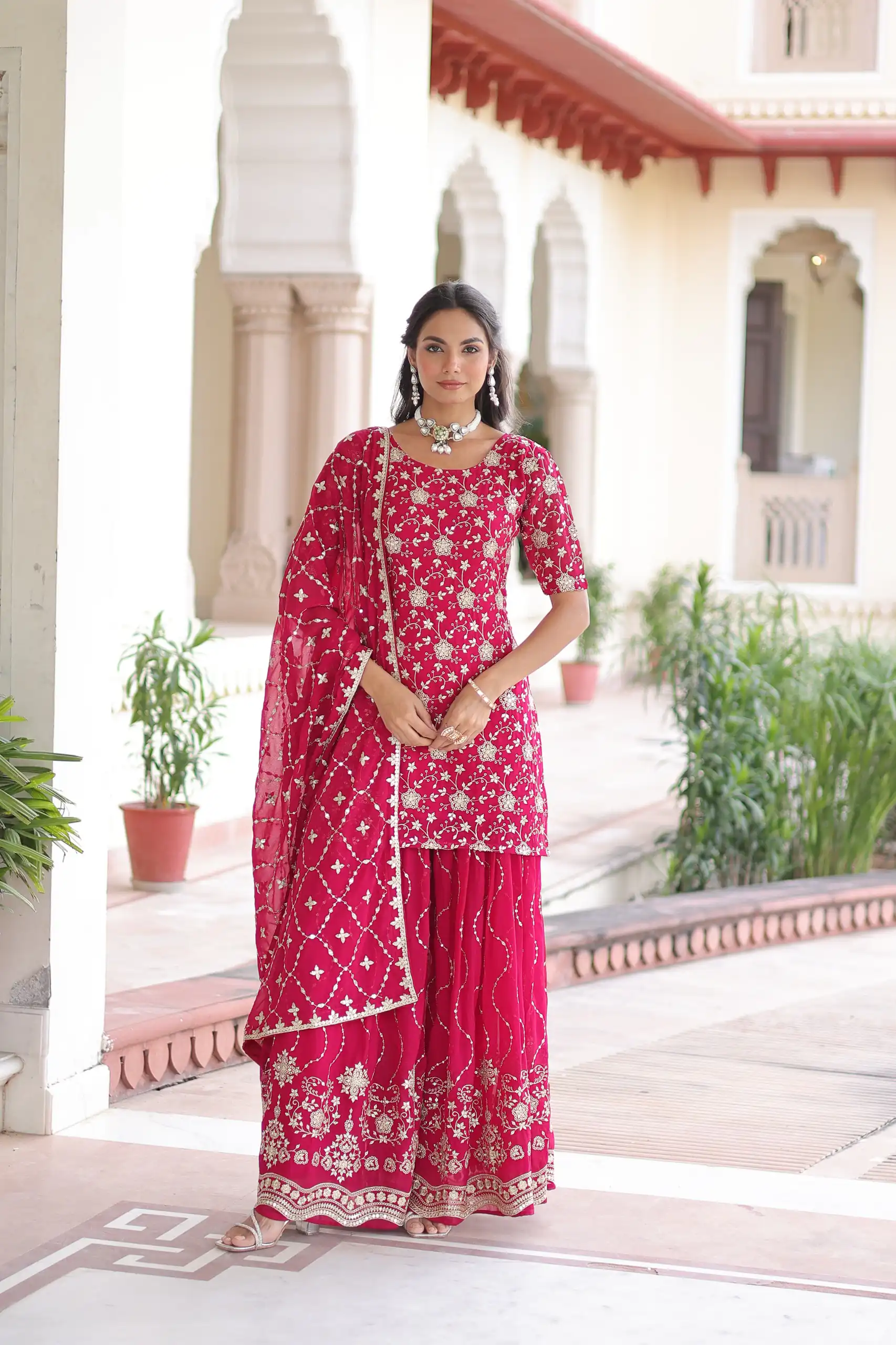 KA 1210 Pink in Georgette. Embroidery Work & Sequins Work Salwar Suit Grab it for ₹2599. Delivery 4-6 Working Days. Shop now. | Jump Suits, Tops & Bottoms, Track Suits, Salwar suit, Casual Suits, Creative suits, Designer Suits, Palazzo Suits, Party Wear Suits, Patiala Suits, Straight Suits, Trendy Wear