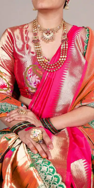 YNF 7407 Pink Color Jacquard Silk Paithani Zari Weaving Work Saree Casual, Wedding, Festive, Events . Expected Delivery 4-6 Working Days @3349/- only | Sarees, Bollywood Sarees, Creative Sarees, Designer Sarees, Embroidered Sarees, Ethnic Saree, Modern Digital sarees, Party Wear Sarees