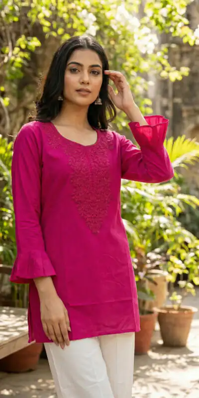 INLI Charmi vol 2 Pink in Rayon Chikan Work Designer Work Kurti . Affordable Price ₹1349. Delivery 4-6 Working Days. Shop now. | Kurti, Bollywood Kurti, Creative Kurtis, Designer Kurti, Party Wear Kurti, Selfie Kurti