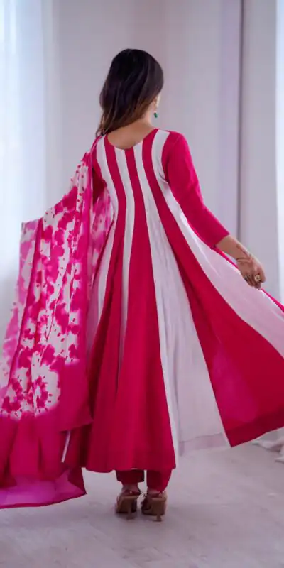 ZF 5014 Pink Roman Silk Gown with Embroidery Work & Digital Print . Exclusive Offer ₹2149. Delivery 4-6 Working Days. Shop now. | Gowns, Bollywood Gowns, Creative Gowns, Designer Gowns, Embroidered Gowns, Party Wear Gowns