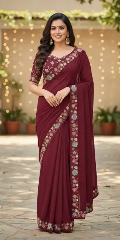 JR 658 Pink in Color Star Georgette ace Work & Embroidery Work Saree . Now at just ₹1699. Delivery 4-6 Working Days. Shop now. | Sarees, Bollywood Sarees, Creative Sarees, Designer Sarees, Embroidered Sarees, Ethnic Saree, Modern Digital sarees, Party Wear Sarees