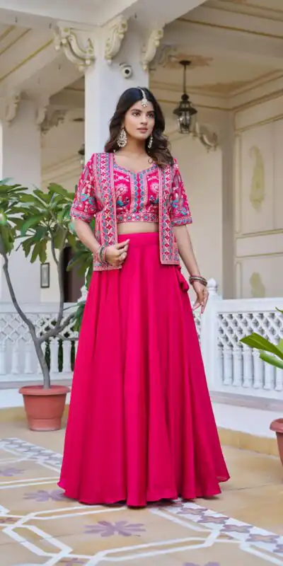 Ram 142 Pink Vichitra Lehenga Choli with Embroidery Work & Thread Embroidery. Introductory Price βΉ2549. Delivery 4-6 Working Days. Shop now. | Lehenga, Bollywood Lehenga, Creative Lehenga, Designer Lehenga, Embroidered Lehenga, Party Wear Lehenga