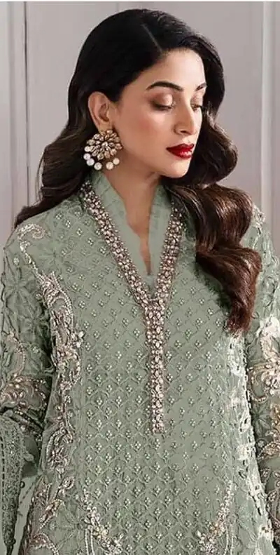 FC 1192 Pista Color Georgette Salwar Suit with Embroidery Work. Introductory Price ₹2499. Delivery 4-6 Working Days. Shop now. | Jump Suits, Tops & Bottoms, Track Suits, Salwar suit, Casual Suits, Creative suits, Designer Suits, Palazzo Suits, Party Wear Suits, Patiala Suits, Straight Suits, Trendy Wear