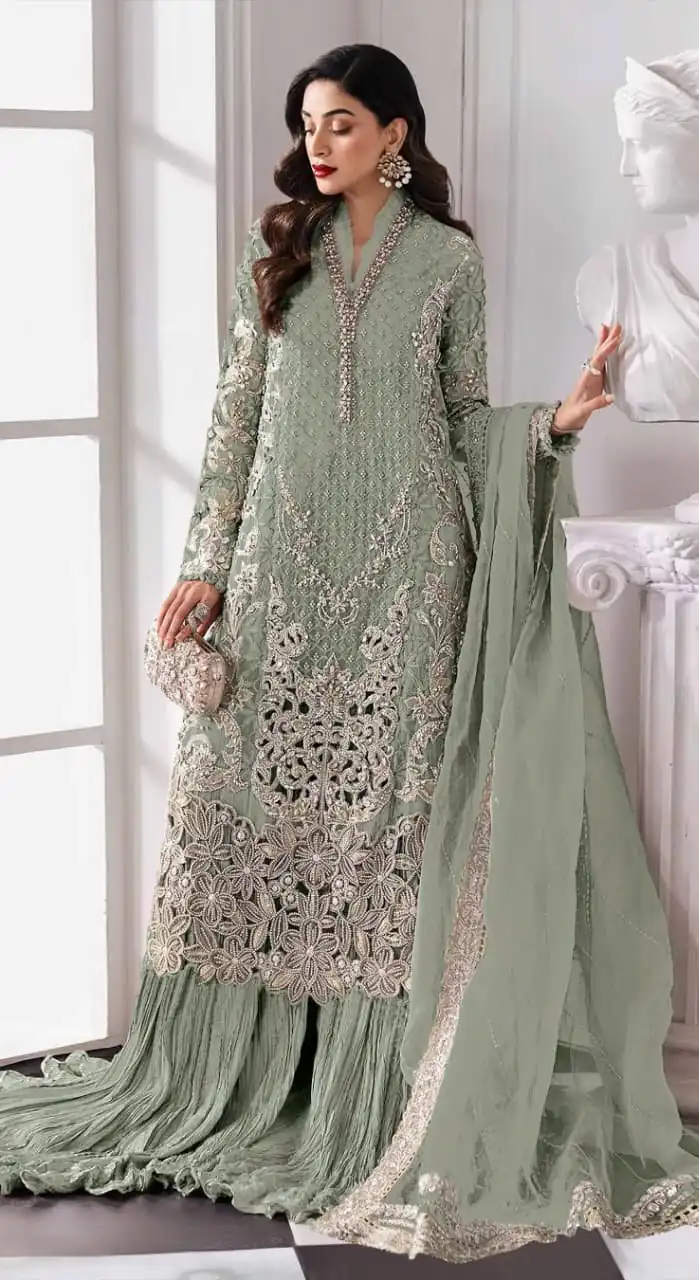 FC 1192 Pista Color Georgette Salwar Suit with Embroidery Work. Introductory Price ₹2499. Delivery 4-6 Working Days. Shop now. | Jump Suits, Tops & Bottoms, Track Suits, Salwar suit, Casual Suits, Creative suits, Designer Suits, Palazzo Suits, Party Wear Suits, Patiala Suits, Straight Suits, Trendy Wear
