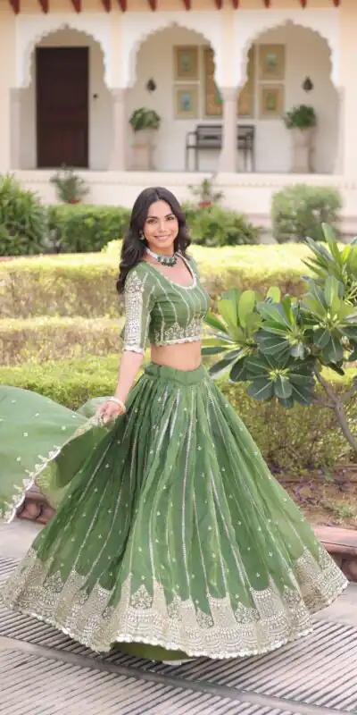 KA 5056 Pista Gold Crush Lehenga Choli with Embroidery Work & Zari Work. Best Price βΉ2599. Delivery 4-6 Working Days. Shop now. | Lehenga, Bollywood Lehenga, Creative Lehenga, Designer Lehenga, Embroidered Lehenga, Party Wear Lehenga