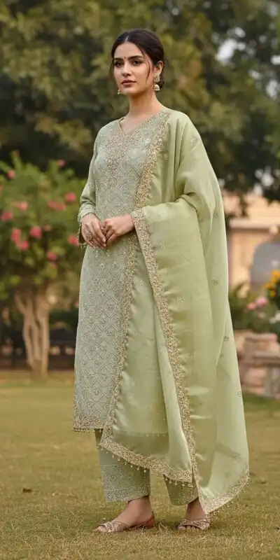 ZSR 3158 Pista in Organza Silk Lace Work & Embroidery Work Salwar Suit . Get it for ₹2399. Delivery 4-6 Working Days. Shop now. | Jump Suits, Tops & Bottoms, Track Suits, Salwar suit, Casual Suits, Creative suits, Designer Suits, Palazzo Suits, Party Wear Suits, Patiala Suits, Straight Suits, Trendy Wear