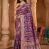 Purple Banarasi Silk Zari Work All Over Saree