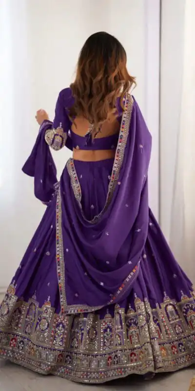 MF TAJ 1003 Purple in Color Chinon Silk Embroidery Work Lehenga Choli . Get it for ₹1949. Delivery 4-6 Working Days. Shop now. | Lehenga, Bollywood Lehenga, Creative Lehenga, Designer Lehenga, Embroidered Lehenga, Party Wear Lehenga