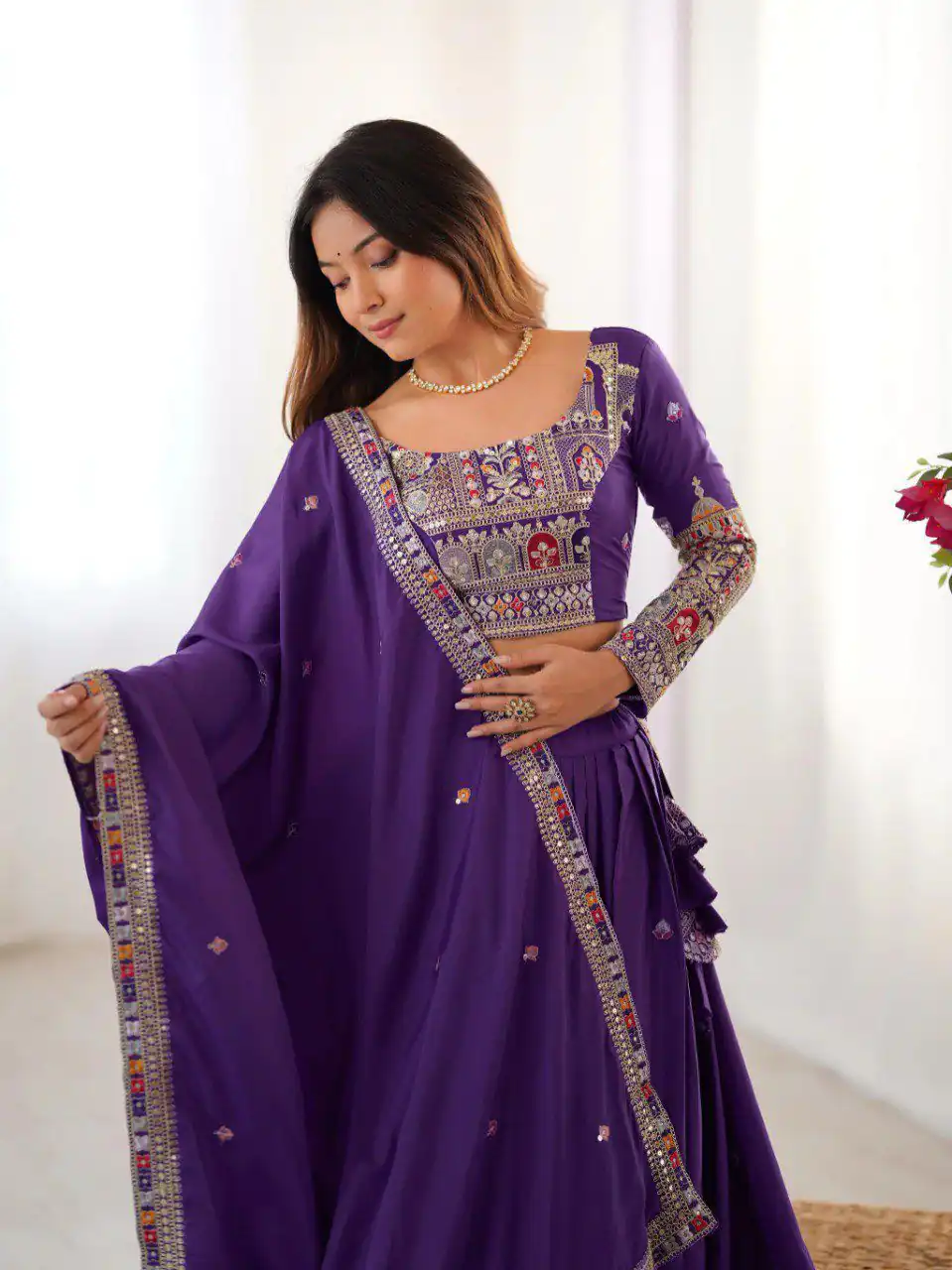 MF TAJ 1003 Purple in Color Chinon Silk Embroidery Work Lehenga Choli . Get it for ₹1949. Delivery 4-6 Working Days. Shop now. | Lehenga, Bollywood Lehenga, Creative Lehenga, Designer Lehenga, Embroidered Lehenga, Party Wear Lehenga