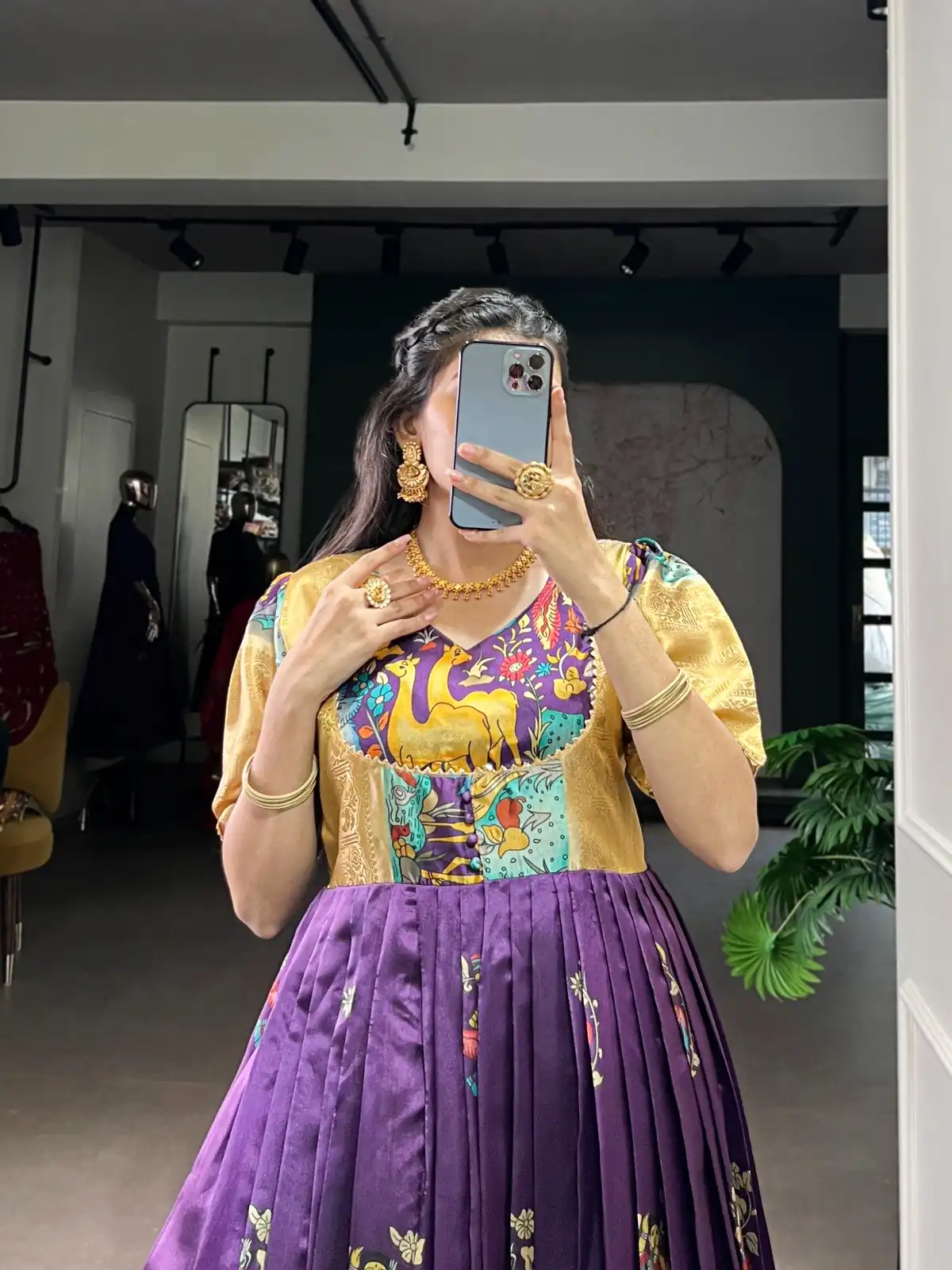 Purple Dola Silk Weaving Work Gown - Image 5