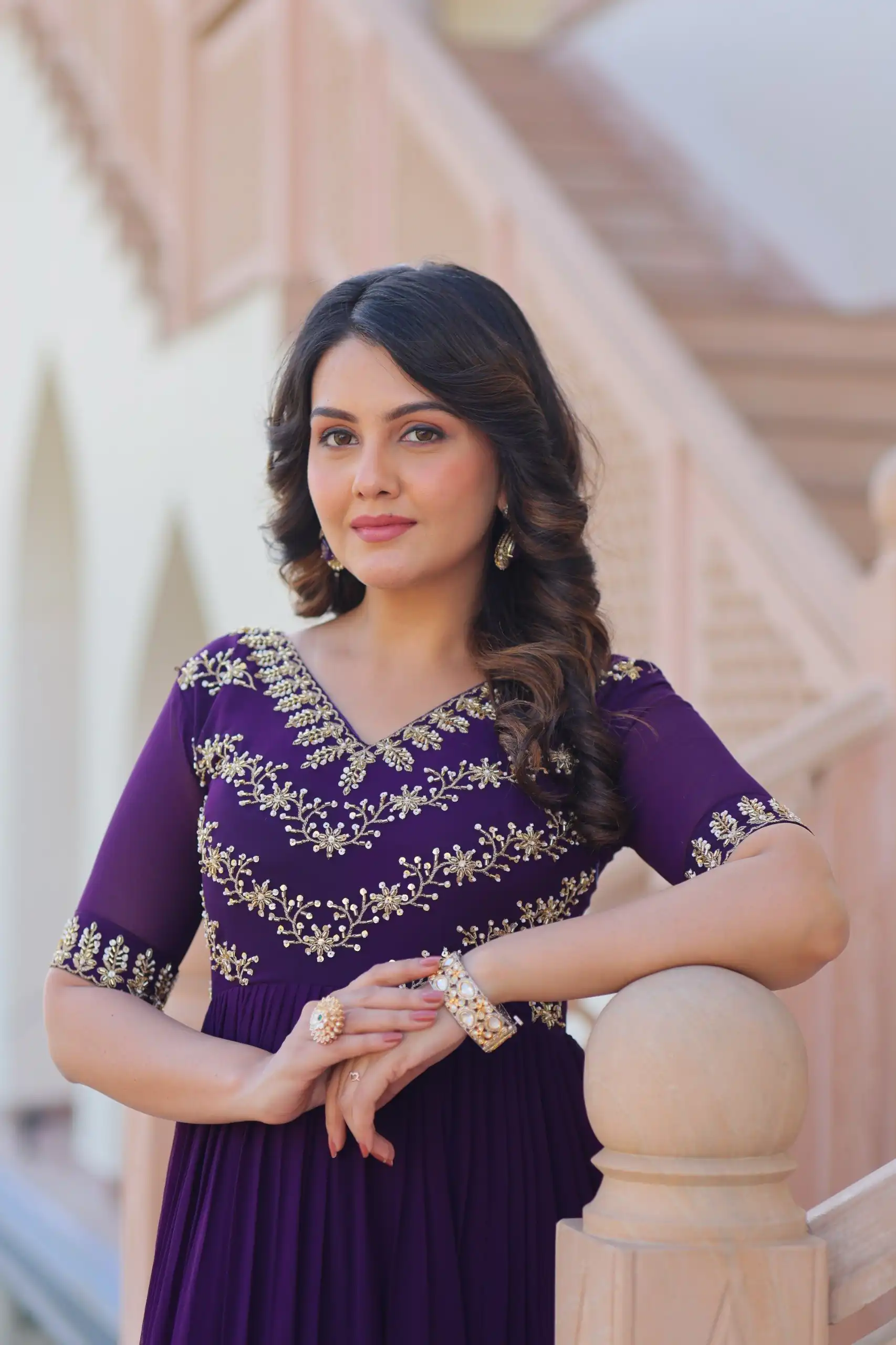 KA 1172 Purple in Faux Blooming Embroidery Work & Sequins Work Gown . Affordable Price ₹1749. Delivery 4-6 Working Days. Shop now. | Gowns, Bollywood Gowns, Creative Gowns, Designer Gowns, Embroidered Gowns, Party Wear Gowns