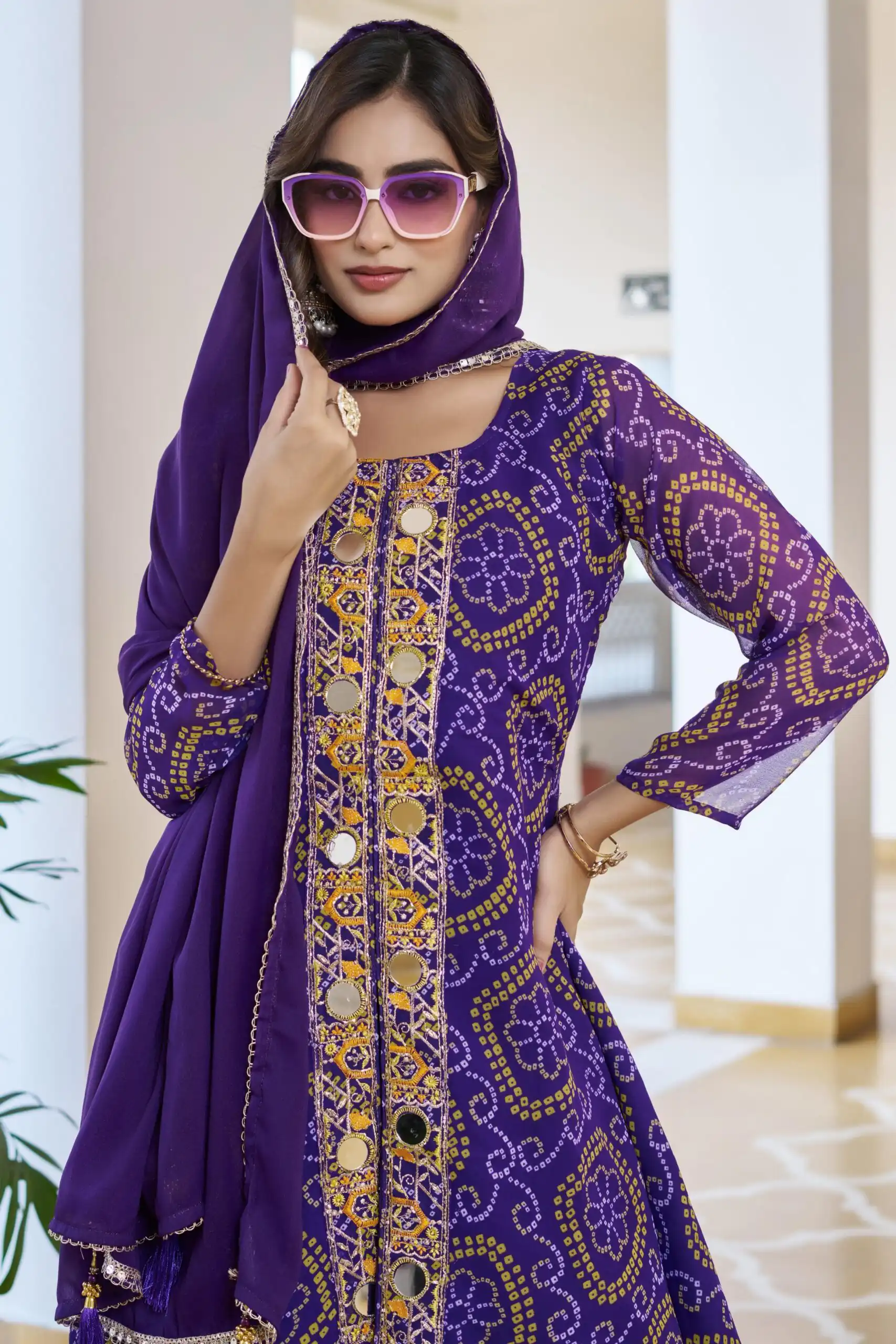 Ram 148 Purple in Georgette Badhani print Embroidery Work & Mirror Work Salwar Suit . Exclusive Offer ₹2149. Delivery 4-6 Working Days. Shop now. | Jump Suits, Tops & Bottoms, Track Suits, Salwar suit, Casual Suits, Creative suits, Designer Suits, Palazzo Suits, Party Wear Suits, Patiala Suits, Straight Suits, Trendy Wear