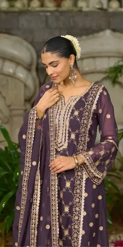 ZSR 3153 Purple in Color Pure Chinnon Embroidery Work Salwar Suit. Special Price ₹2149. Delivery 4-6 Working Days. Shop now. | Jump Suits, Tops & Bottoms, Track Suits, Salwar suit, Casual Suits, Creative suits, Designer Suits, Palazzo Suits, Party Wear Suits, Patiala Suits, Straight Suits, Trendy Wear