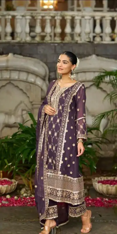 ZSR 3153 Purple in Color Pure Chinnon Embroidery Work Salwar Suit. Special Price ₹2149. Delivery 4-6 Working Days. Shop now. | Jump Suits, Tops & Bottoms, Track Suits, Salwar suit, Casual Suits, Creative suits, Designer Suits, Palazzo Suits, Party Wear Suits, Patiala Suits, Straight Suits, Trendy Wear