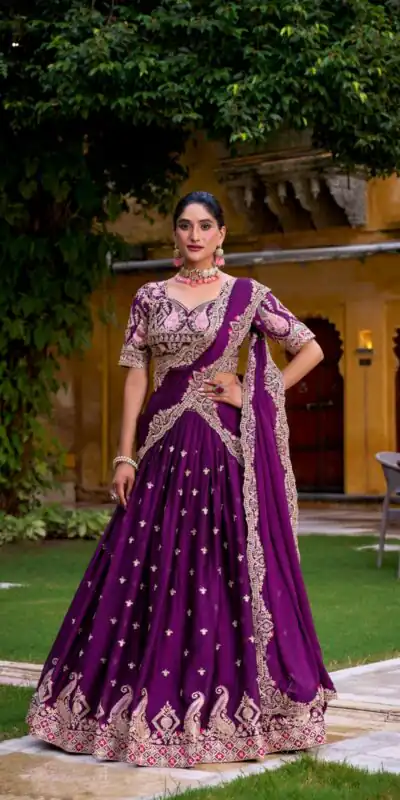 LNB 1456 Purple Color Rangoli Crush Sequins Thread Lehenga Choli . Exclusive Offer βΉ3999. Delivery 4-6 Working Days. Shop now. | Lehenga, Bollywood Lehenga, Creative Lehenga, Designer Lehenga, Embroidered Lehenga, Party Wear Lehenga