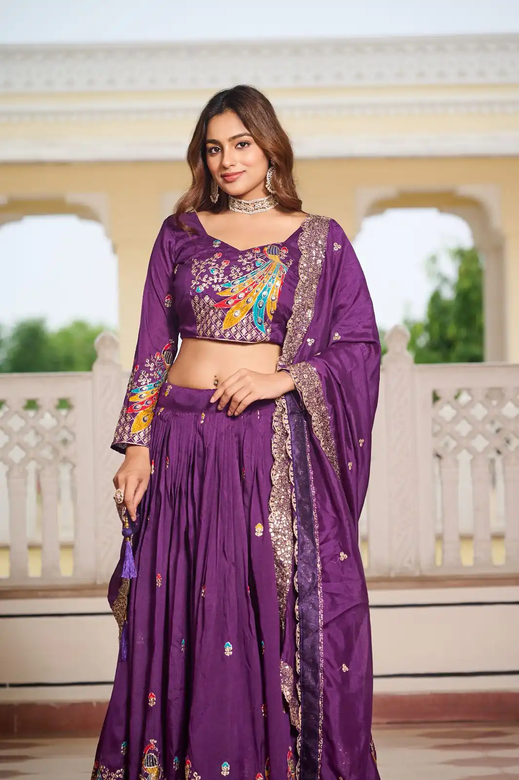 Ram 113 Purple Color Vichitra Lehenga Choli with Embroidery Work. Exclusive Offer ₹3099. Delivery 4-6 Working Days. Shop now. | Lehenga, Bollywood Lehenga, Creative Lehenga, Designer Lehenga, Embroidered Lehenga, Party Wear Lehenga