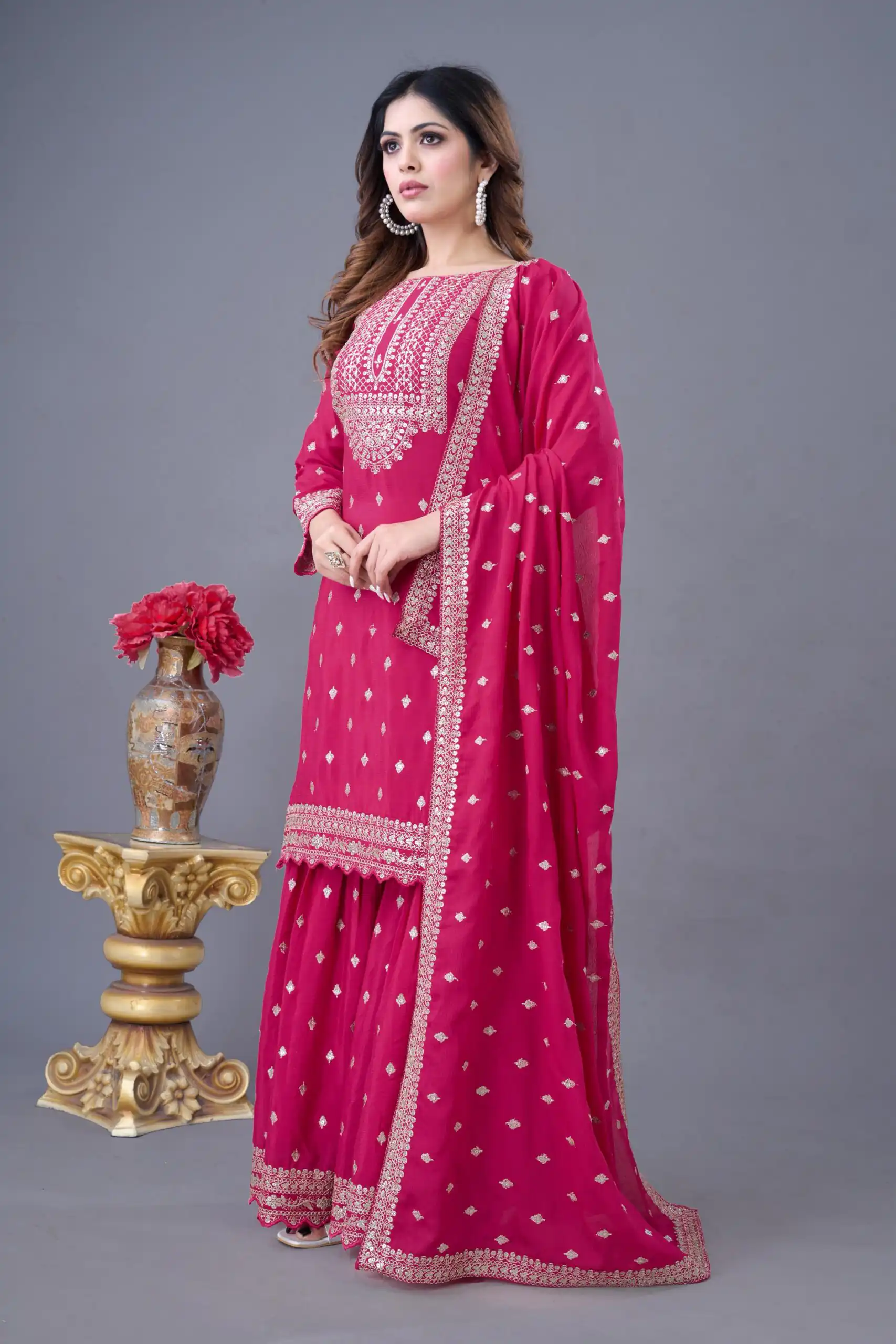 ZF 5006 Rani Pink Color Chinon Silk Sequence Work Salwar Suit Casual, Wedding, Festive, Events . Expected Delivery 4-6 Working Days @2149/- only | Jump Suits, Salwar suit, Casual Suits, Creative suits, Designer Suits, Palazzo Suits, Party Wear Suits, Patiala Suits, Straight Suits