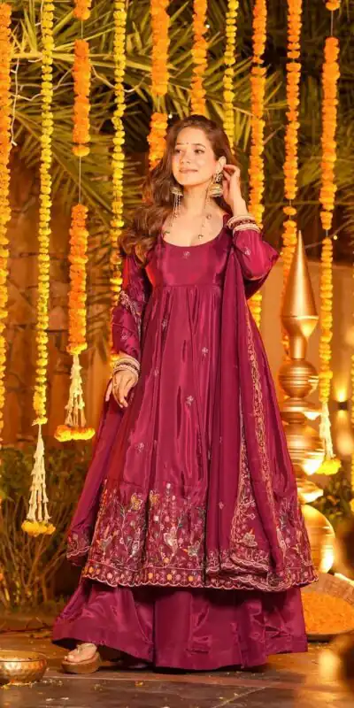 KD 1556 Rani Pink Natural Crap Silk Salwar Suit Perfect for Wedding, Party, Karwa Chauth, Raksha Bandhan, Engagement – . Grab it for ₹2549. Delive | Jump Suits, Salwar suit, Casual Suits, Creative suits, Designer Suits, Palazzo Suits, Party Wear Suits, Patiala Suits, Straight Suits