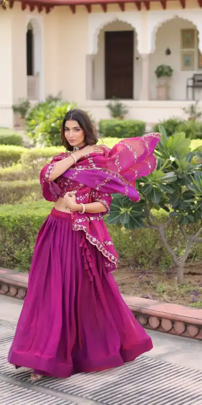KA 5053 Rani Pink Fendi Silk Lehenga Choli with Sequins Work & Embroidery Work. Exclusive Offer ₹2049. Delivery 4-6 Working Days. Shop now. | Lehenga, Bollywood Lehenga, Creative Lehenga, Designer Lehenga, Embroidered Lehenga, Party Wear Lehenga