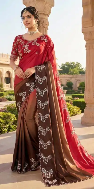 MS 461 Red Chinnon Saree Perfect for Wedding, Party, Traditional Day, Haldi, Housewarming – . Exclusive Offer ₹1649. Delivery 4-6 Working Days. Shop now | Sarees, Bollywood Sarees, Creative Sarees, Designer Sarees, Embroidered Sarees, Ethnic Saree, Modern Digital sarees, Party Wear Sarees