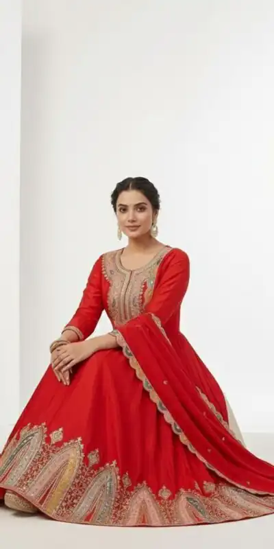 ZF 5002 Red Color Color Chinon Silk Salwar Suit with Embroidery Work. Festive Deal ₹2099. Delivery 4-6 Working Days. Shop now. | Jump Suits, Tops & Bottoms, Track Suits, Salwar suit, Casual Suits, Creative suits, Designer Suits, Palazzo Suits, Party Wear Suits, Patiala Suits, Straight Suits, Trendy Wear