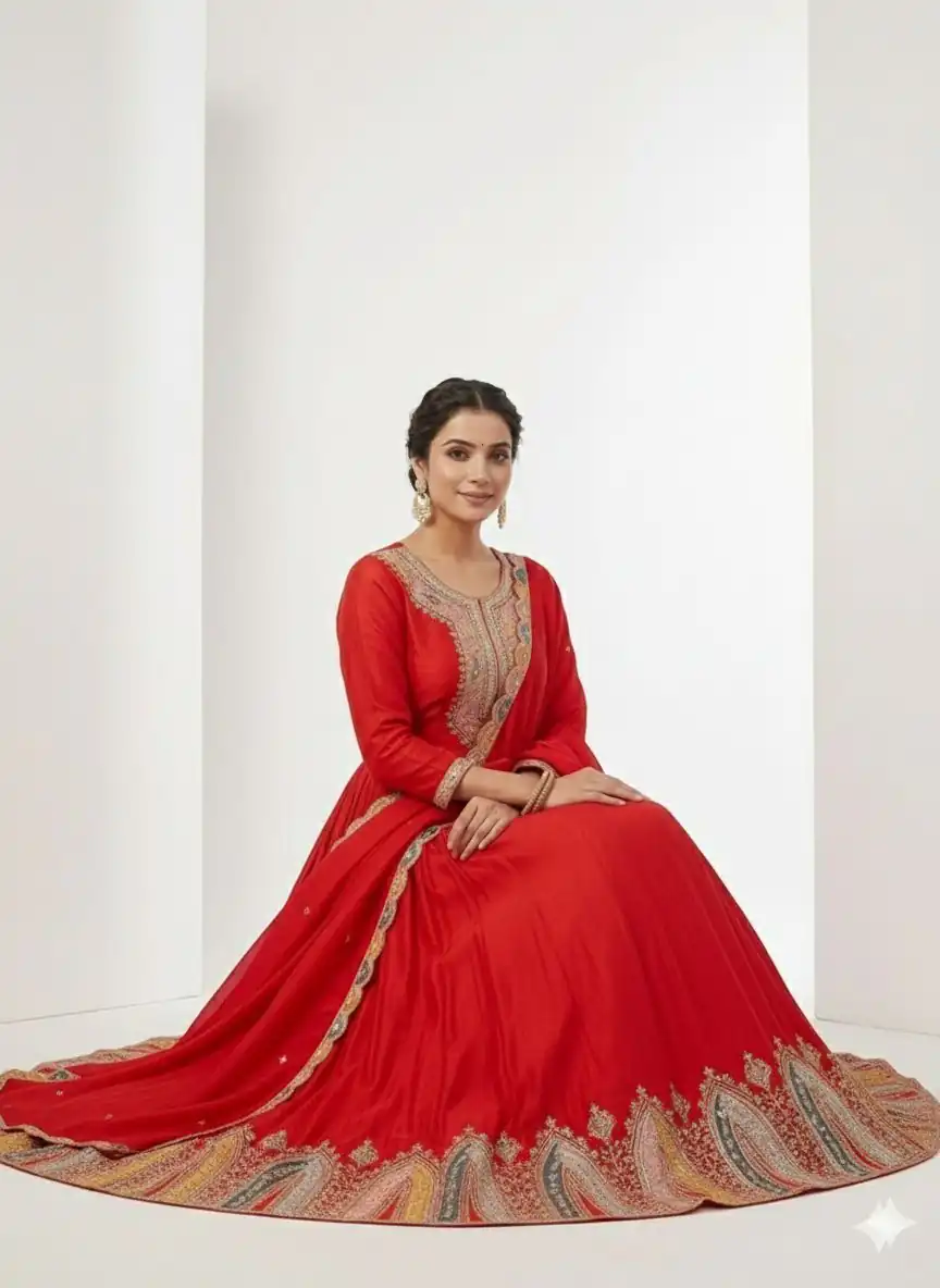 ZF 5002 Red Color Color Chinon Silk Salwar Suit with Embroidery Work. Festive Deal ₹2099. Delivery 4-6 Working Days. Shop now. | Jump Suits, Tops & Bottoms, Track Suits, Salwar suit, Casual Suits, Creative suits, Designer Suits, Palazzo Suits, Party Wear Suits, Patiala Suits, Straight Suits, Trendy Wear