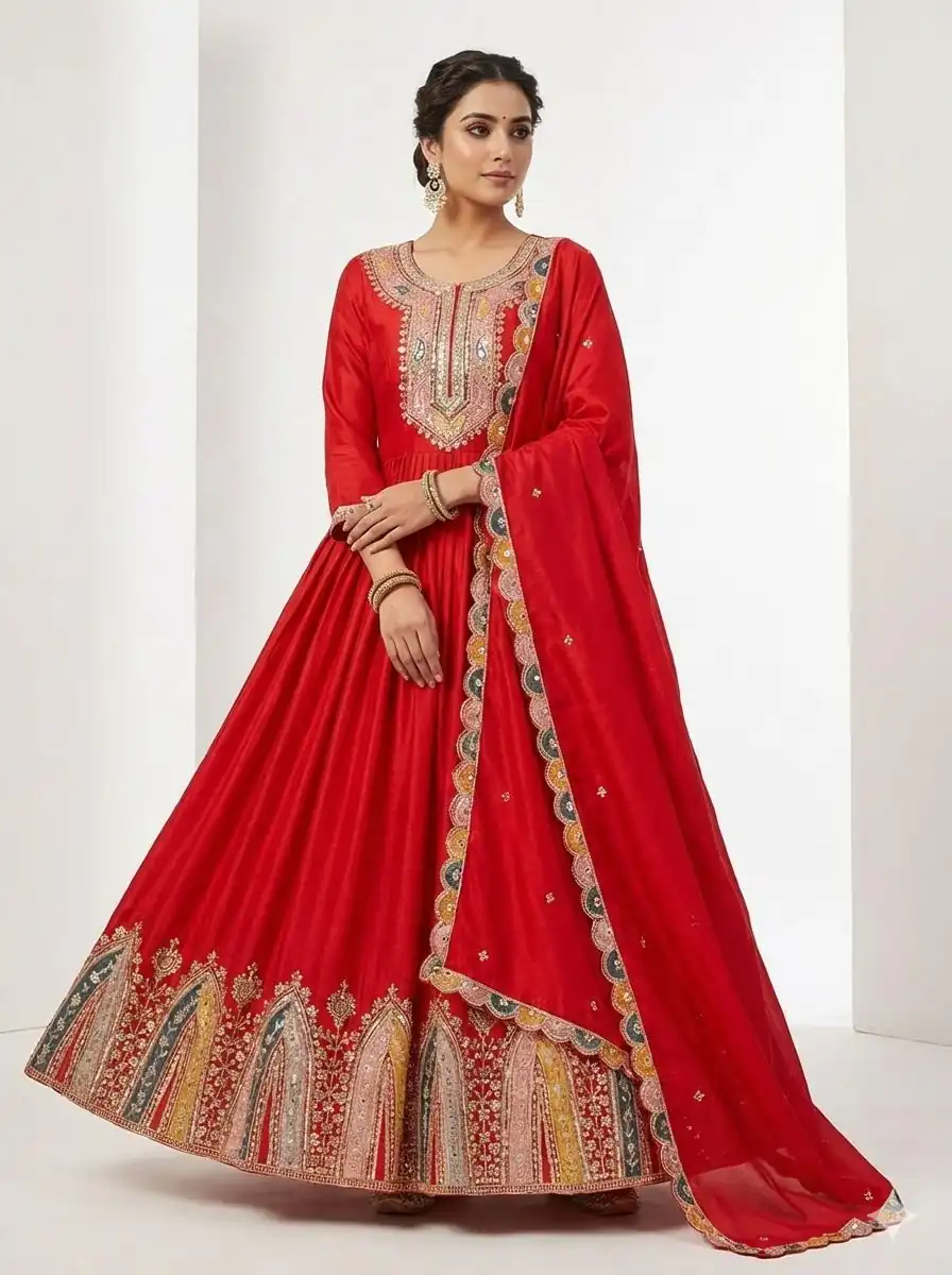 ZF 5002 Red Color Color Chinon Silk Salwar Suit with Embroidery Work. Festive Deal ₹2099. Delivery 4-6 Working Days. Shop now. | Jump Suits, Tops & Bottoms, Track Suits, Salwar suit, Casual Suits, Creative suits, Designer Suits, Palazzo Suits, Party Wear Suits, Patiala Suits, Straight Suits, Trendy Wear