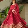 KA 1166 Red Color Chinnon Gown with Zari Work & Embroidery Work. Available at ₹2099 only. Delivery 4-6 Working Days. Shop now. | Gowns, Bollywood Gowns, Creative Gowns, Designer Gowns, Embroidered Gowns, Party Wear Gowns