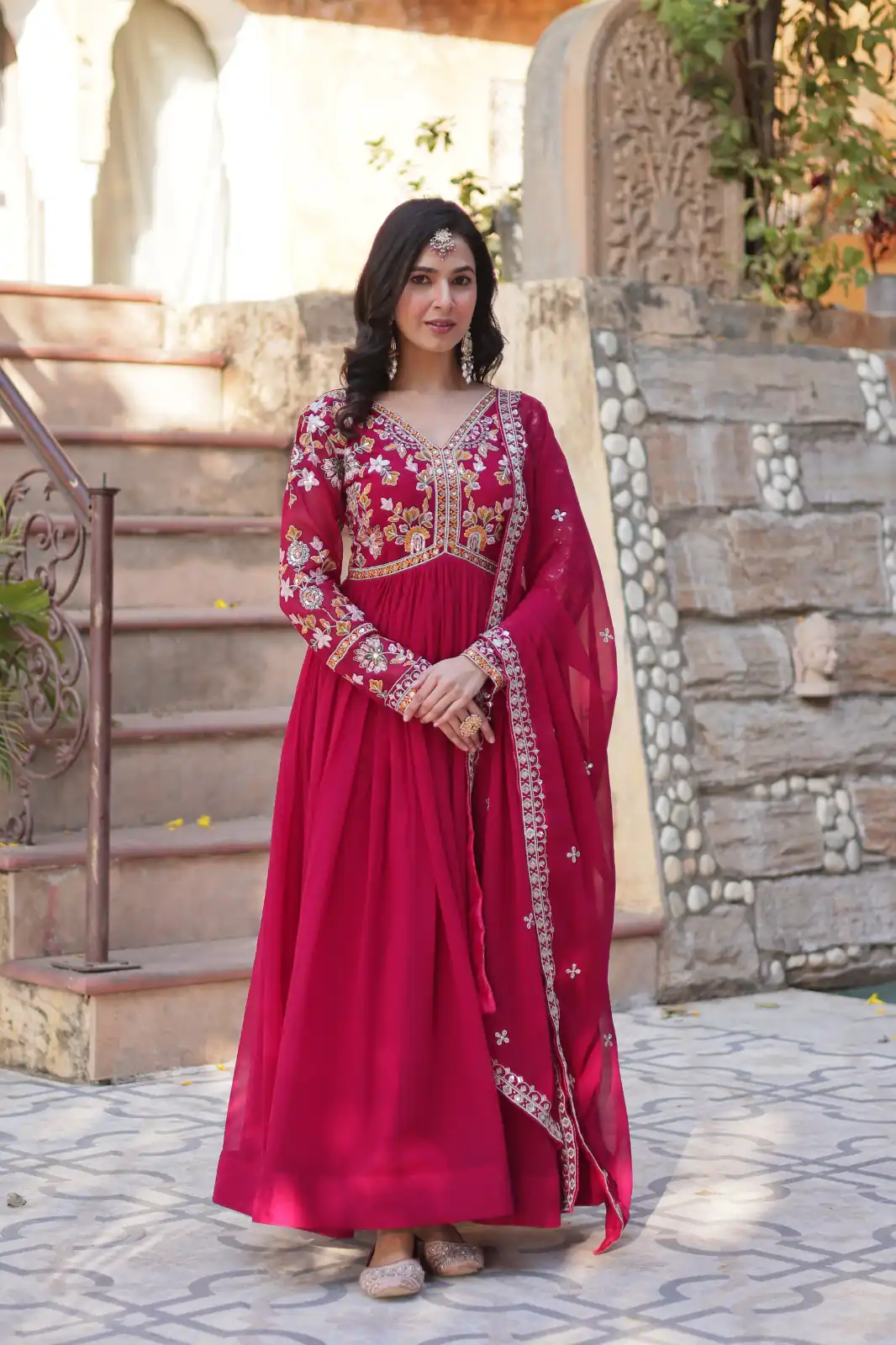 KA 1147 Red in Color Faux Blooming Embroidery Work & Zari Work Gown . Grab it for ₹2049. Delivery 4-6 Working Days. Shop now. | Gowns, Bollywood Gowns, Creative Gowns, Designer Gowns, Embroidered Gowns, Party Wear Gowns