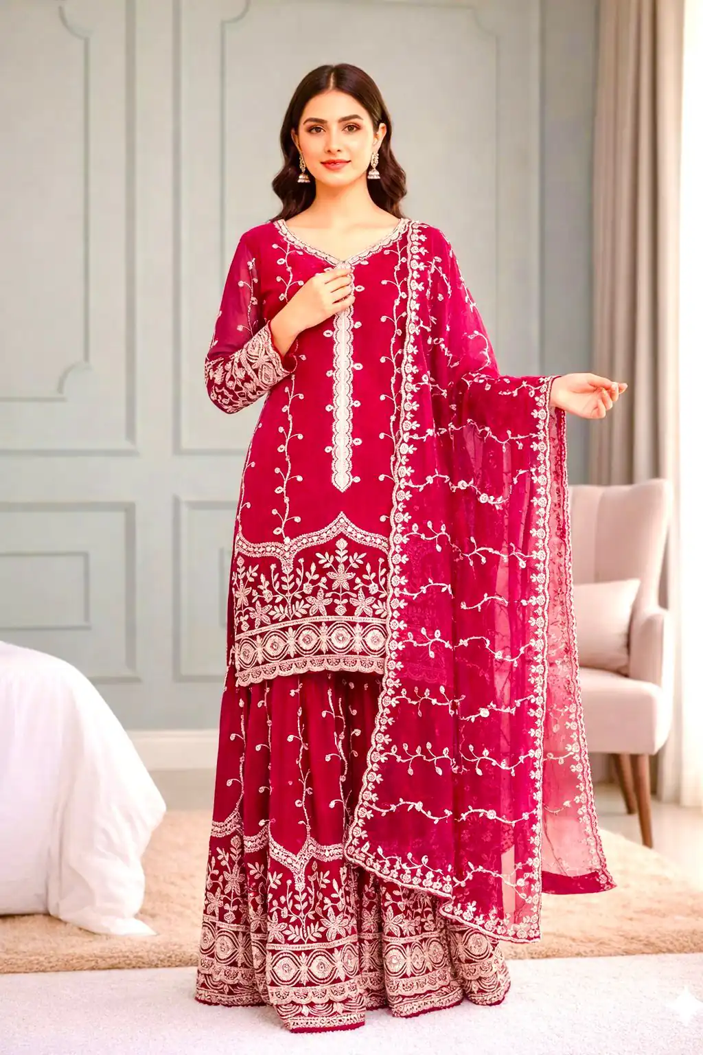 SSR 533 Red Color Fendy Silk Salwar Suit with Embroidery Work. Affordable Price ₹2149. Delivery 4-6 Working Days. Shop now. | Jump Suits, Salwar suit, Casual Suits, Creative suits, Designer Suits, Palazzo Suits, Party Wear Suits, Patiala Suits, Straight Suits
