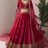 ZSR 3065 Red Color Georgette Embroidery Sequence Lehenga Choli Wedding, Party, Events Etc. Expected Delivery 4-6 Working Days 2049/- | Lehenga, Bollywood Lehenga, Creative Lehenga, Designer Lehenga, Embroidered Lehenga, Party Wear Lehenga
