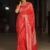 KPR 277 Red in Soft Lichi Silk Lace Border & Lace Work Saree . Available at ₹1299 only. Delivery 4-6 Working Days. Shop now. | Sarees, Bollywood Sarees, Creative Sarees, Designer Sarees, Embroidered Sarees, Ethnic Saree, Modern Digital sarees, Party Wear Sarees