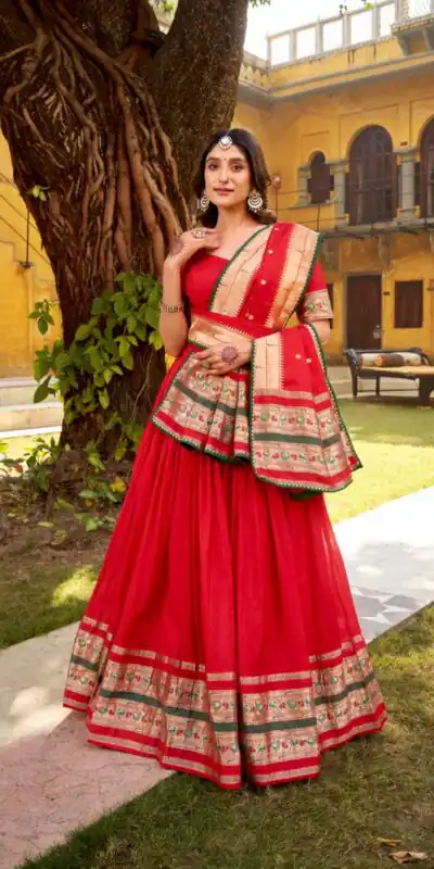 LNB 1903 Red Pure Chanderi (Naylon) Lehenga Choli Perfect for Wedding, Party, Bridal Wear, Temple Visit, Traditional Day β . Get it for βΉ2499. Delivery | Lehenga, Bollywood Lehenga, Creative Lehenga, Designer Lehenga, Embroidered Lehenga, Party Wear Lehenga