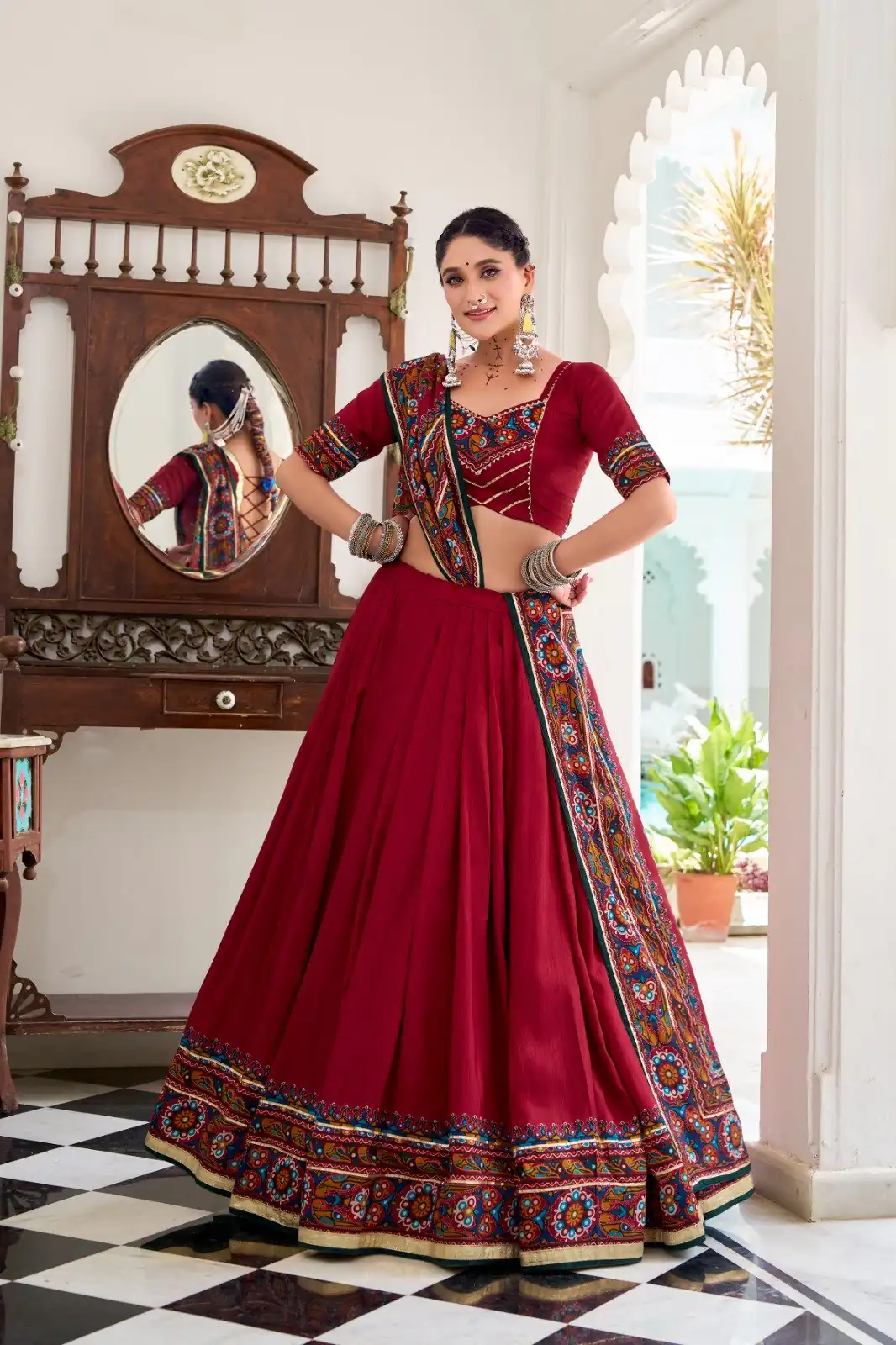 LNB 1243 Red Color Tasar Silk Gamthi Print Embossed Gotta Patti Lace Lehenga Choli Festive Party Wedding, Events etc. Delivery 4-6 Working Days @2999/- | Lehenga, Bollywood Lehenga, Creative Lehenga, Designer Lehenga, Embroidered Lehenga, Party Wear Lehenga