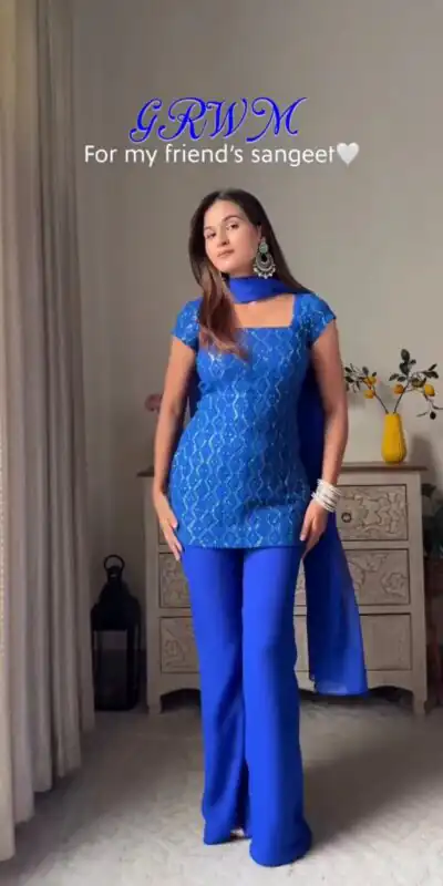KD 1543 Royal Blue Faux Georgette Salwar Suit with Designer Work. Introductory Price ₹1949. Delivery 4-6 Working Days. Shop now. | Jump Suits, Tops & Bottoms, Track Suits, Salwar suit, Casual Suits, Creative suits, Designer Suits, Palazzo Suits, Party Wear Suits, Patiala Suits, Straight Suits, Trendy Wear