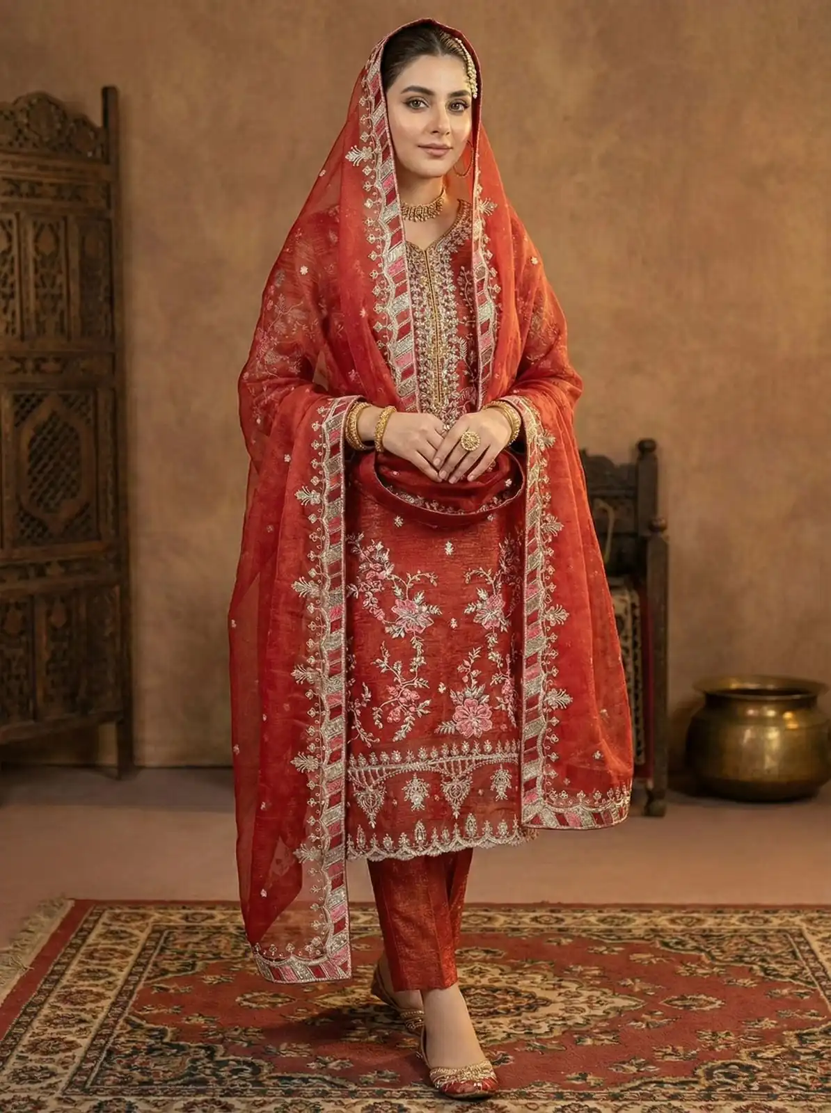 SRK 5321 Rust Crunchy Silk Salwar Suit Perfect for Wedding, Party, Eid, Sangeet, Cultural Events – . Exclusive Offer ₹2499. Delivery 4-6 Working Days. | Jump Suits, Salwar suit, Casual Suits, Creative suits, Designer Suits, Palazzo Suits, Party Wear Suits, Patiala Suits, Straight Suits