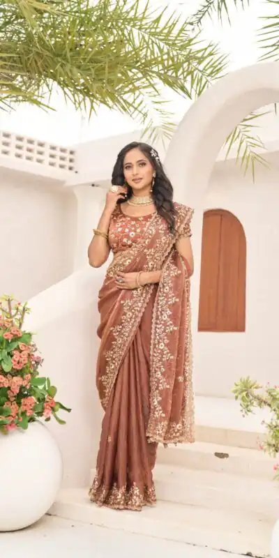 JR 645 Rust Fandy chiffon Saree Perfect for Wedding, Party, Housewarming, Durga Puja, Traditional Day – . Special Price ₹1949. Delivery 4-6 Working Day | Sarees, Bollywood Sarees, Creative Sarees, Designer Sarees, Embroidered Sarees, Ethnic Saree, Modern Digital sarees, Party Wear Sarees