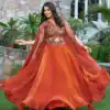 Rust Fendy Silk Embroidery Work Lehenga Choli