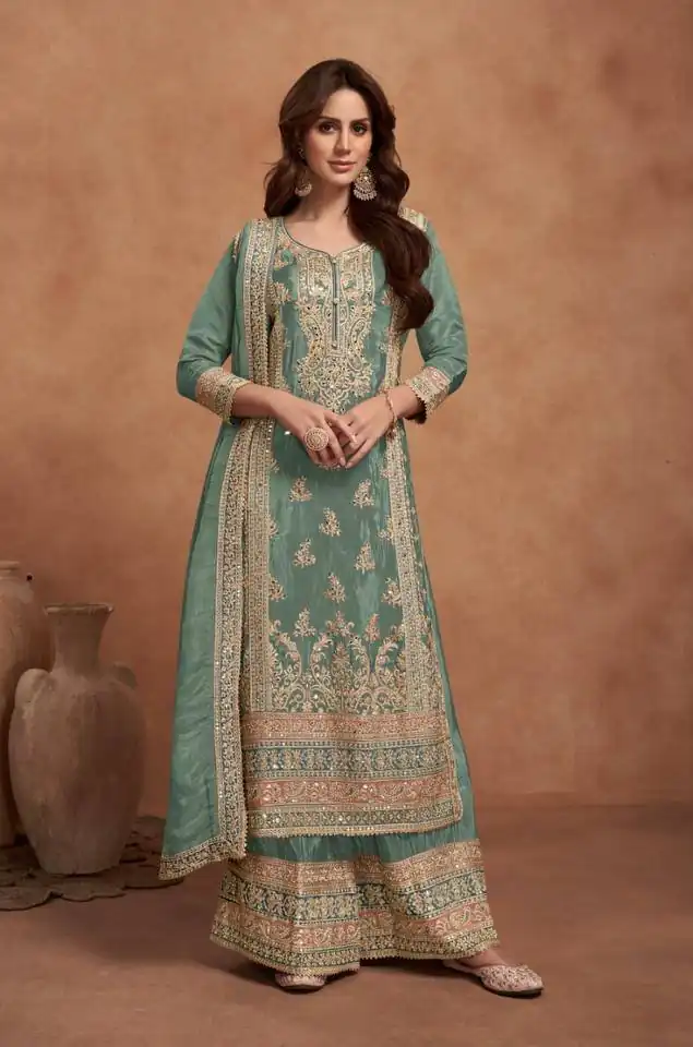 FC 1125 Sea Green Vichitra Salwar Suit with Embroidery Work & Lace Work. Available at ₹3049 only. Delivery 4-6 Working Days. Shop now. | Jump Suits, Tops & Bottoms, Track Suits, Salwar suit, Casual Suits, Creative suits, Designer Suits, Palazzo Suits, Party Wear Suits, Patiala Suits, Straight Suits, Trendy Wear