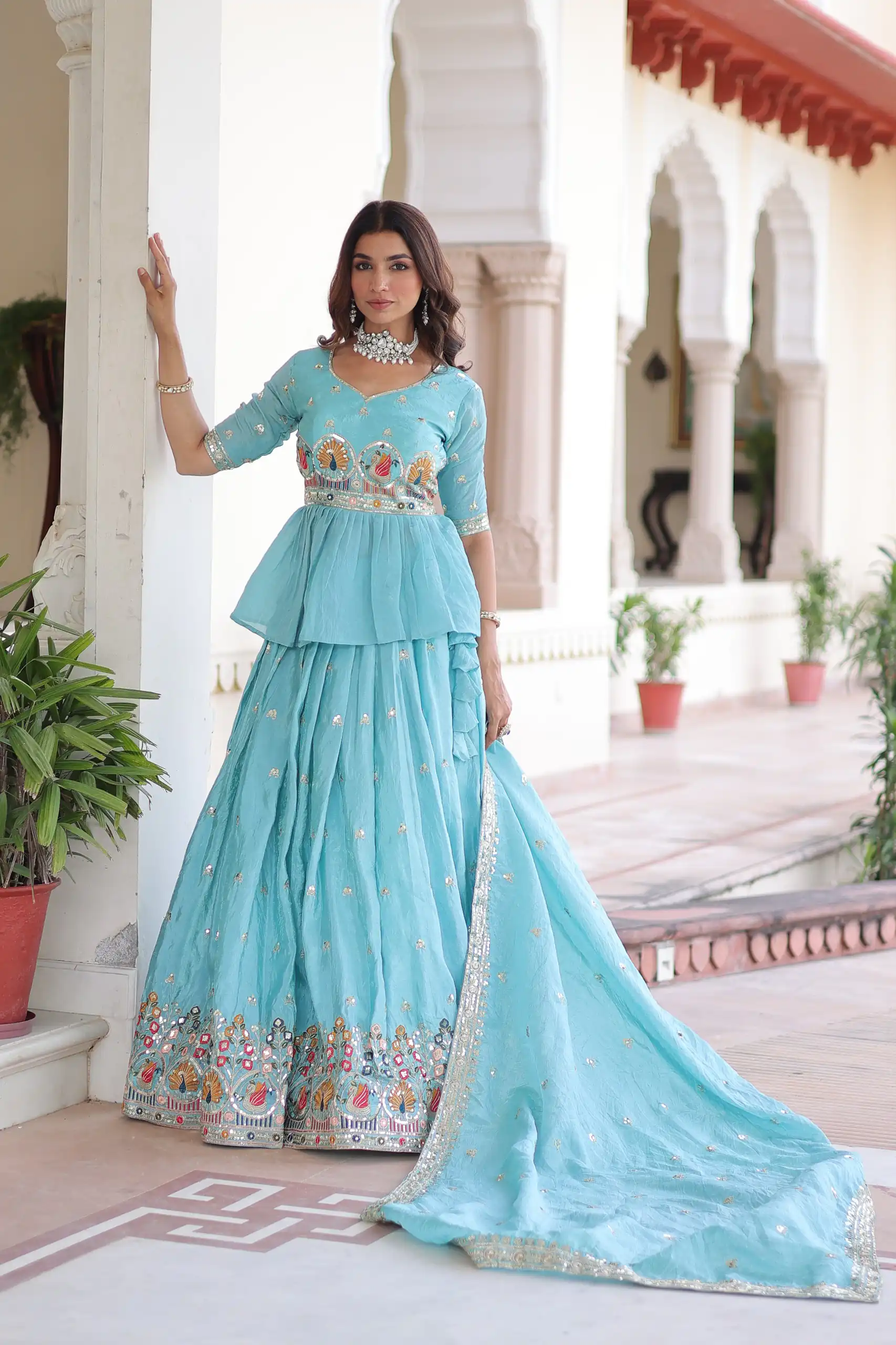 KA 5058 Sky Blue in Gold Crush Embroidery Work & Zari Work Lehenga Choli . Special Price ₹2649. Delivery 4-6 Working Days. Shop now. | Lehenga, Bollywood Lehenga, Creative Lehenga, Designer Lehenga, Embroidered Lehenga, Party Wear Lehenga