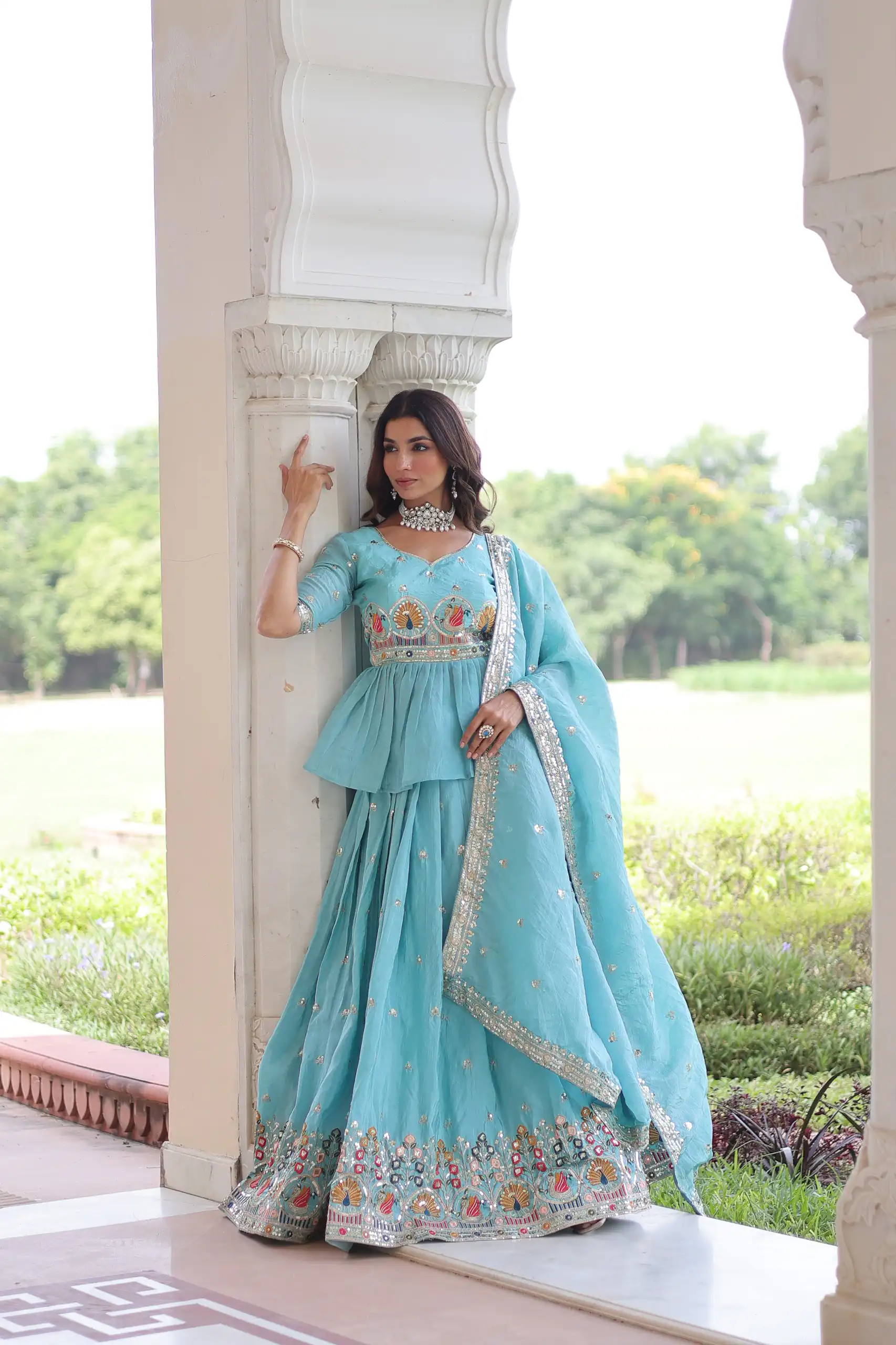 KA 5058 Sky Blue in Gold Crush Embroidery Work & Zari Work Lehenga Choli . Special Price ₹2649. Delivery 4-6 Working Days. Shop now. | Lehenga, Bollywood Lehenga, Creative Lehenga, Designer Lehenga, Embroidered Lehenga, Party Wear Lehenga