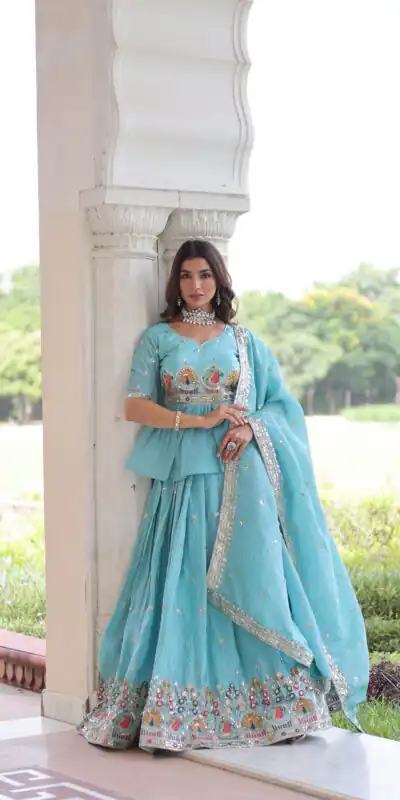 KA 5058 Sky Blue in Gold Crush Embroidery Work & Zari Work Lehenga Choli . Special Price βΉ2649. Delivery 4-6 Working Days. Shop now. | Lehenga, Bollywood Lehenga, Creative Lehenga, Designer Lehenga, Embroidered Lehenga, Party Wear Lehenga