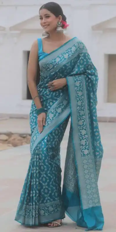 KPR 277 Sky Blue in Soft Lichi Silk Lace Border & Lace Work Saree . Available at ₹1299 only. Delivery 4-6 Working Days. Shop now. | Sarees, Bollywood Sarees, Creative Sarees, Designer Sarees, Embroidered Sarees, Ethnic Saree, Modern Digital sarees, Party Wear Sarees