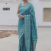KPR 277 Sky Blue in Soft Lichi Silk Lace Border & Lace Work Saree . Available at ₹1299 only. Delivery 4-6 Working Days. Shop now. | Sarees, Bollywood Sarees, Creative Sarees, Designer Sarees, Embroidered Sarees, Ethnic Saree, Modern Digital sarees, Party Wear Sarees