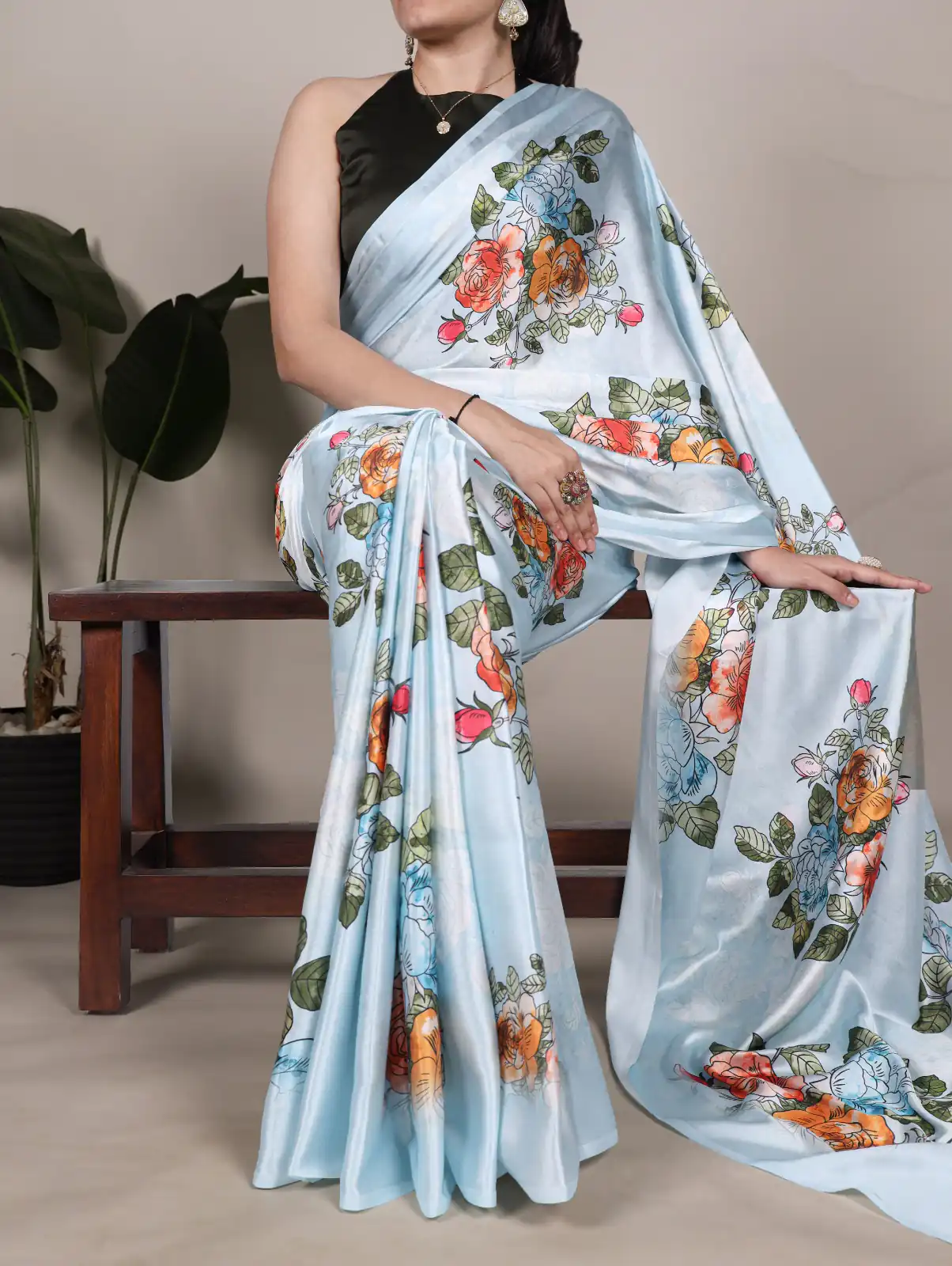 YNF 7004 Sky Blue Color Satin Silk Floral Printed Designer Work Saree . Grab it for ₹1549. Delivery 4-6 Working Days. Shop now. | Sarees, Bollywood Sarees, Creative Sarees, Designer Sarees, Embroidered Sarees, Ethnic Saree, Modern Digital sarees, Party Wear Sarees
