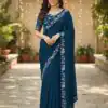 JR 658 Teal in Color Star Georgette ace Work & Embroidery Work Saree . Now at just ₹1699. Delivery 4-6 Working Days. Shop now. | Sarees, Bollywood Sarees, Creative Sarees, Designer Sarees, Embroidered Sarees, Ethnic Saree, Modern Digital sarees, Party Wear Sarees