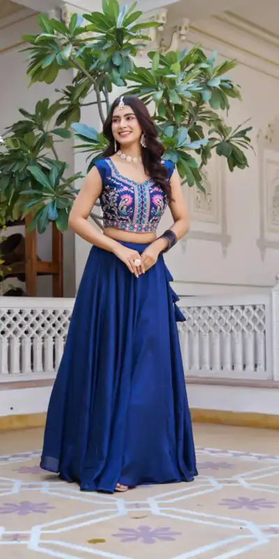 Ram 142 Teal Vichitra Lehenga Choli with Embroidery Work & Thread Embroidery. Introductory Price βΉ2549. Delivery 4-6 Working Days. Shop now. | Lehenga, Bollywood Lehenga, Creative Lehenga, Designer Lehenga, Embroidered Lehenga, Party Wear Lehenga
