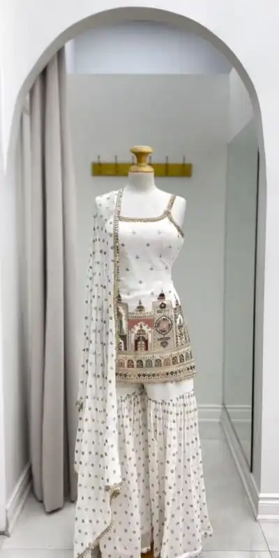 KD 1513 White with Lace Work Faux Georgette with Salwar Suit . Available at ₹2149 only. Delivery 4-6 Working Days. Shop now. | Jump Suits, Tops & Bottoms, Track Suits, Salwar suit, Casual Suits, Creative suits, Designer Suits, Palazzo Suits, Party Wear Suits, Patiala Suits, Straight Suits, Trendy Wear