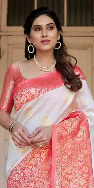 KPR 126 White in Red Soft Lichi Silk Designer Work Saree . Wedding, Party, Festive, Events, Affordable Price ₹1499. Delivery 4-6 Working Days. Shop now. | Sarees, Bollywood Sarees, Creative Sarees, Designer Sarees, Embroidered Sarees, Ethnic Saree, Modern Digital sarees, Party Wear Sarees