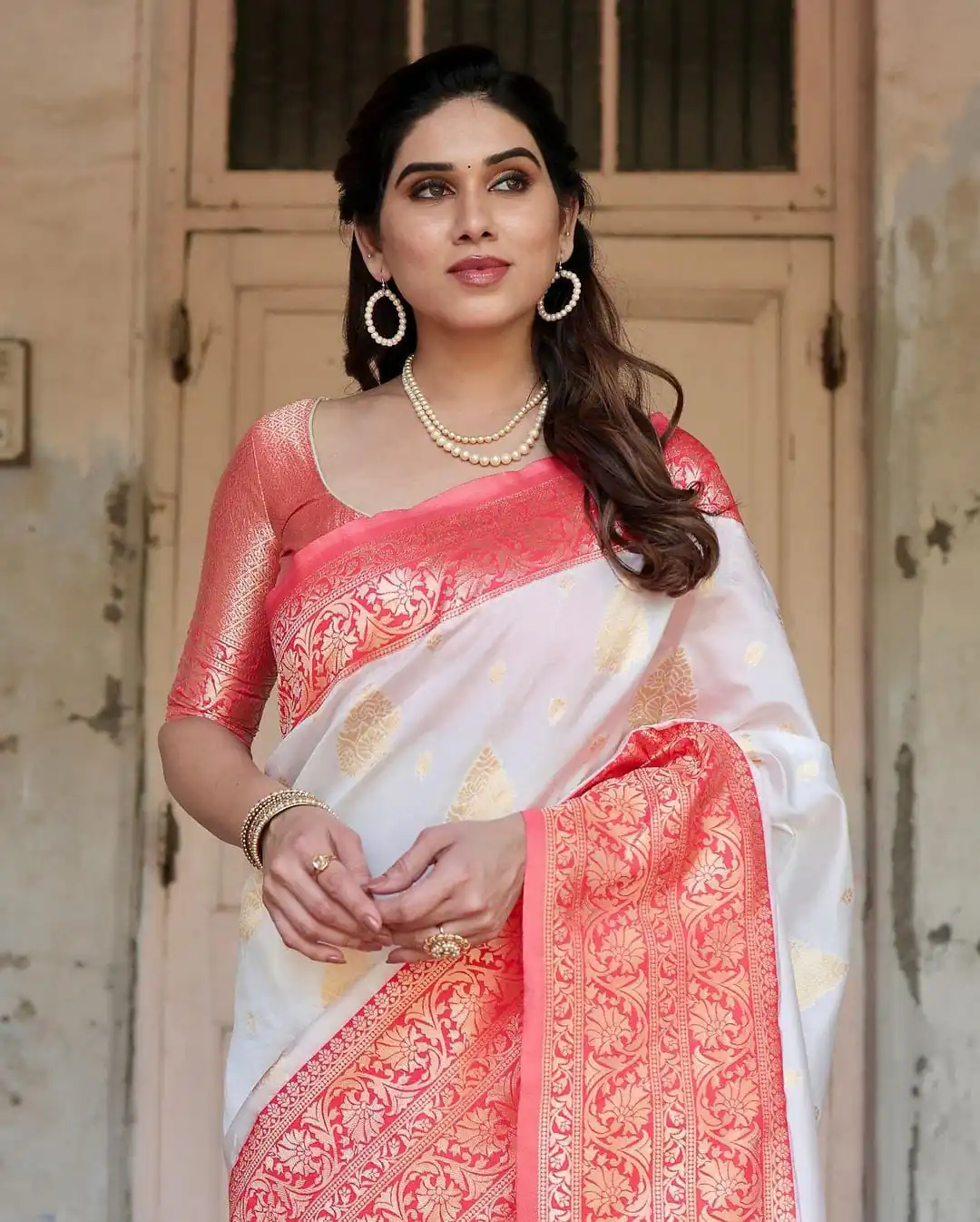 KPR 126 White in Red Soft Lichi Silk Designer Work Saree . Wedding, Party, Festive, Events, Affordable Price ₹1499. Delivery 4-6 Working Days. Shop now. | Sarees, Bollywood Sarees, Creative Sarees, Designer Sarees, Embroidered Sarees, Ethnic Saree, Modern Digital sarees, Party Wear Sarees